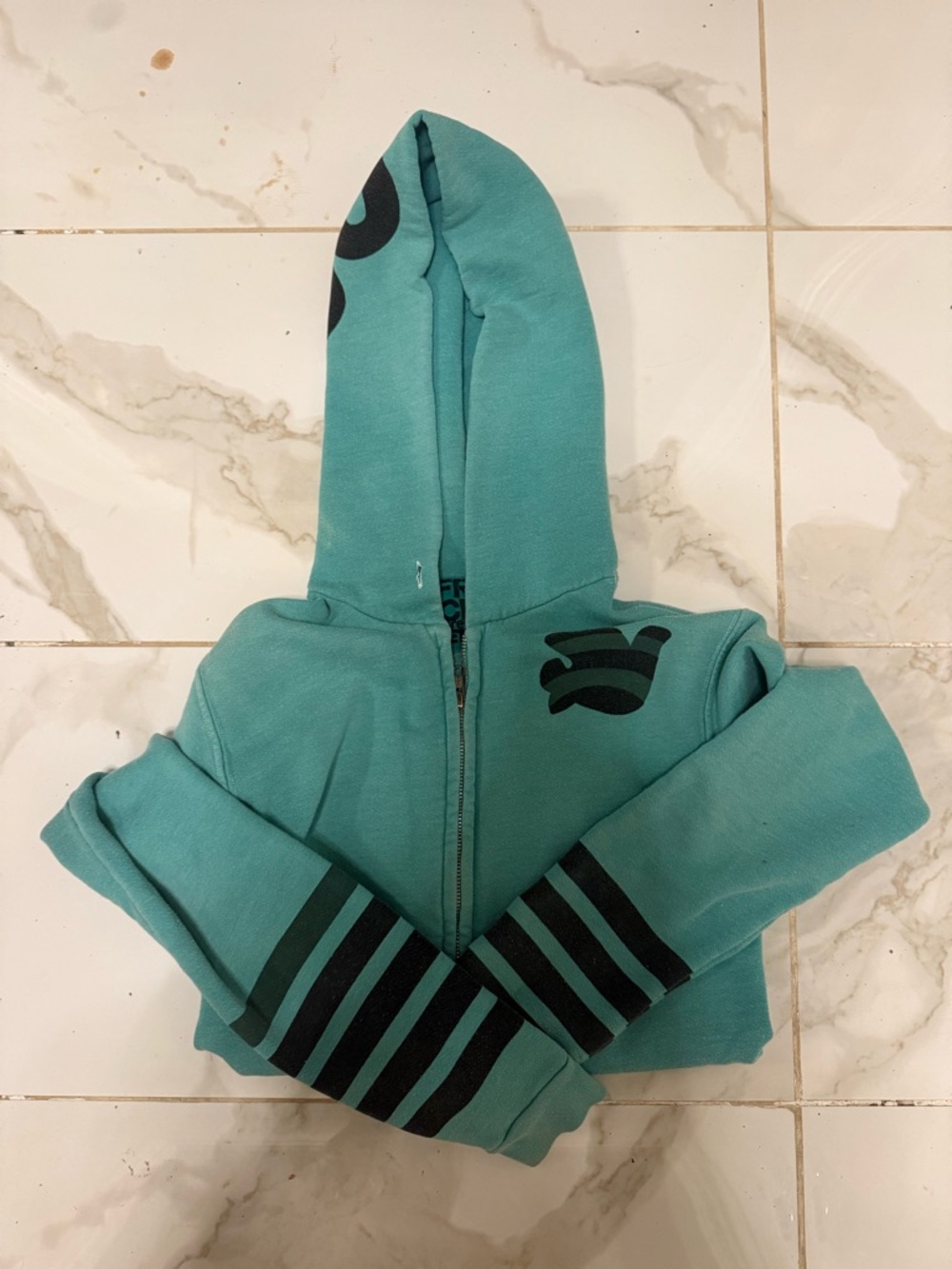 Free city teal Zip Hoodie with Black Stripe Accent